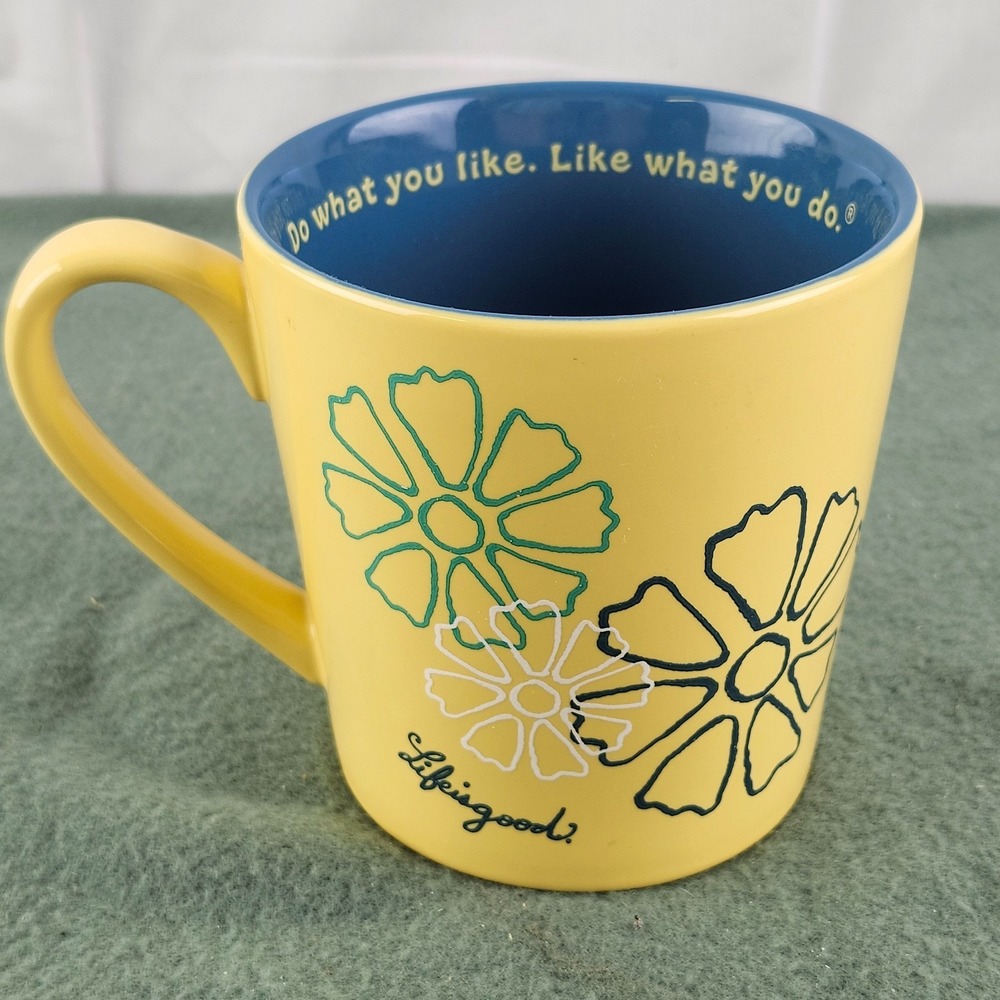 Life is Good Yellow Flowers 12 Oz Ceramic Coffee Mug Cup  Do What You Like